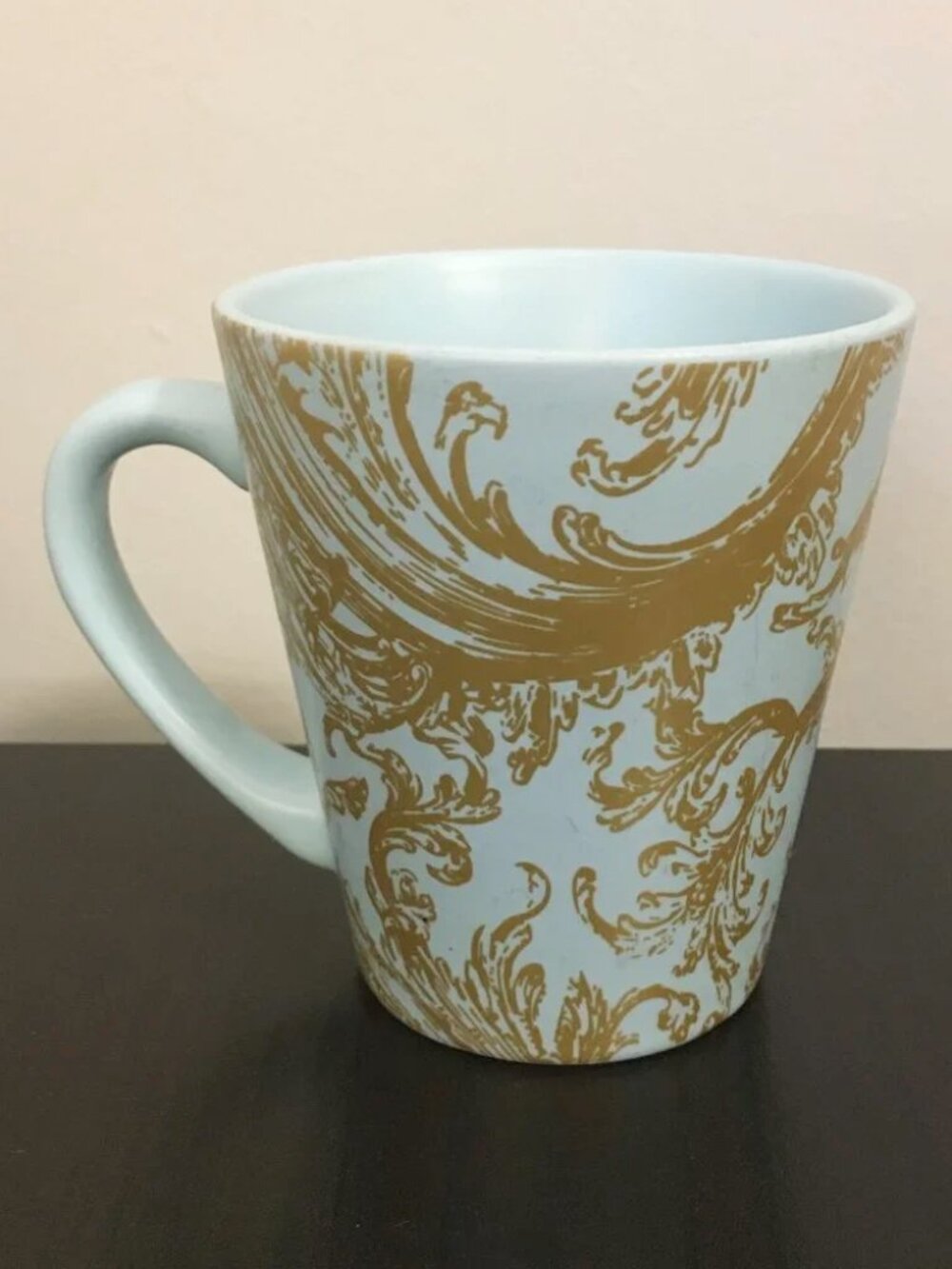 Robin Egg Blue And Gold Rococo Damask Pattern Mug Regency